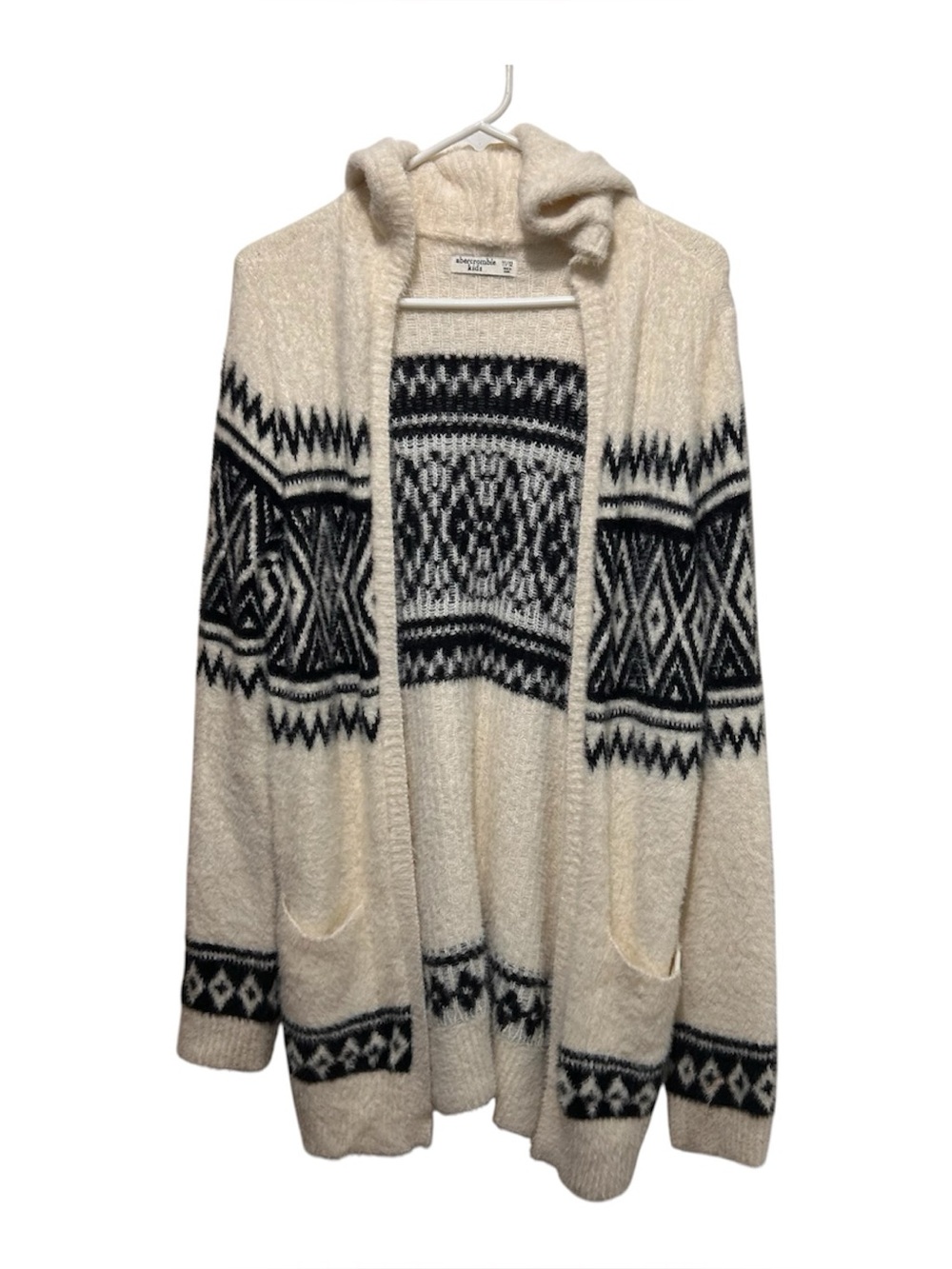 Abercrombie & Fitch Youth Girls Size 11/12 Fuzzy Hooded Cardigan Long Lined